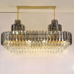 Lampada a sospensione in cristallo rettangolare 100 cm