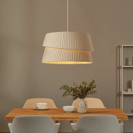 Lampada a sospensione stile crema francese con paralume in tessuto a doppio strato E26/E27