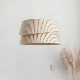 Lampada a sospensione stile crema francese con paralume in tessuto a doppio strato E26/E27