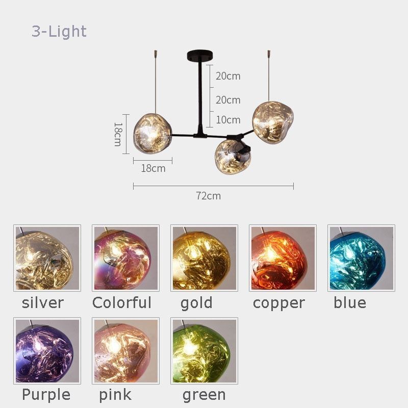 Lampada a sospensione moderna nordica con paralume in vetro colorato elettroplaccato