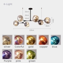 Lampada a sospensione moderna nordica con paralume in vetro colorato elettroplaccato