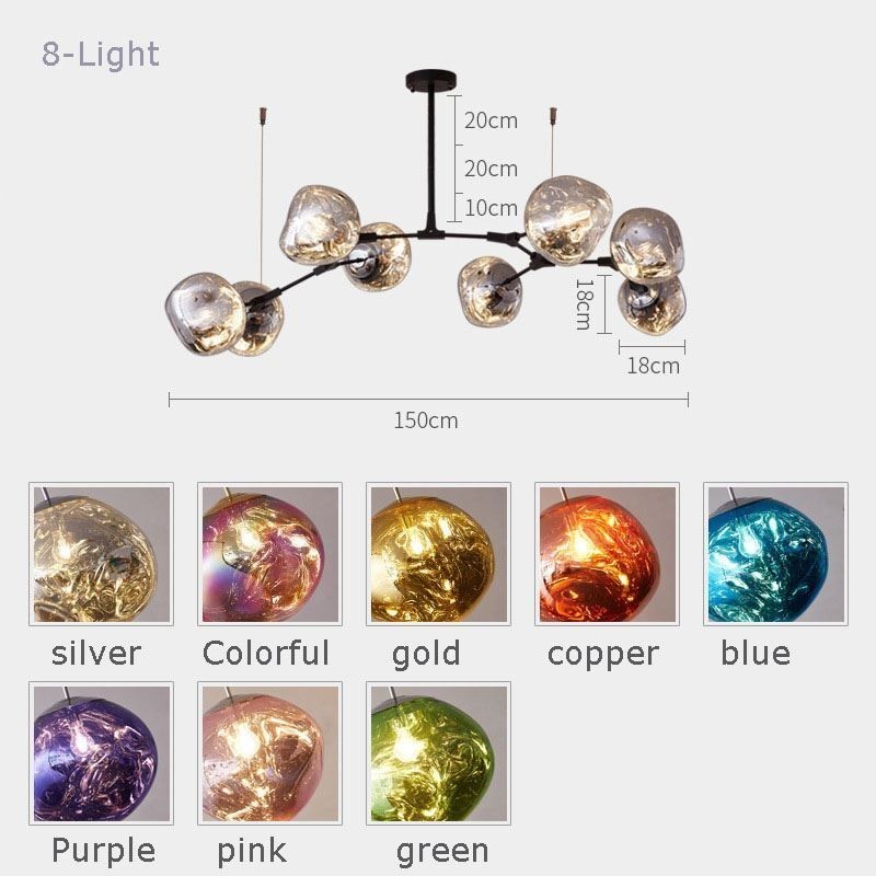 Lampada a sospensione moderna nordica con paralume in vetro colorato elettroplaccato