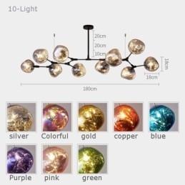 Lampada a sospensione moderna nordica con paralume in vetro colorato elettroplaccato