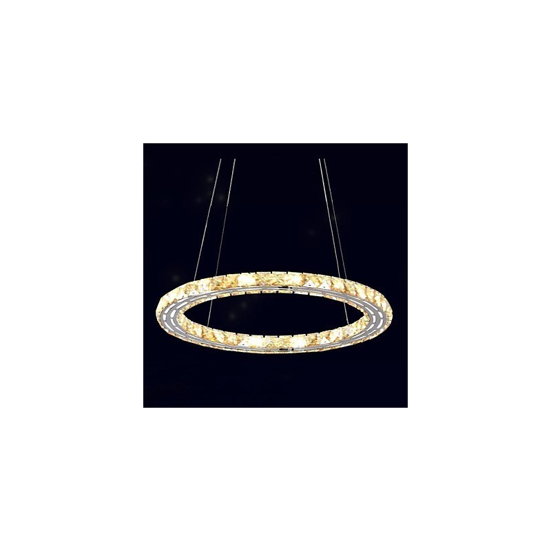 Lampada a sospensione moderna in cristallo K9 ambra, anello rotondo 30 cm