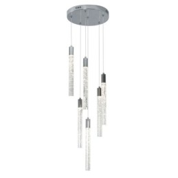 Lampada a sospensione LED in cristallo cromato a grappolo