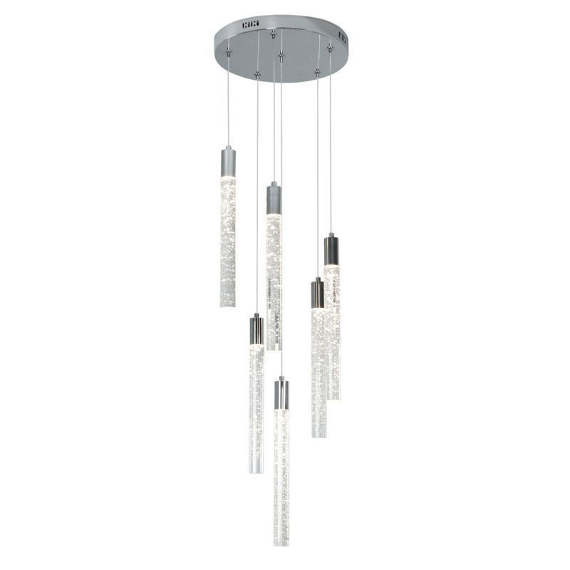 Lampada a sospensione LED in cristallo cromato a grappolo