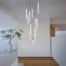 Lampada a sospensione LED in cristallo cromato a grappolo