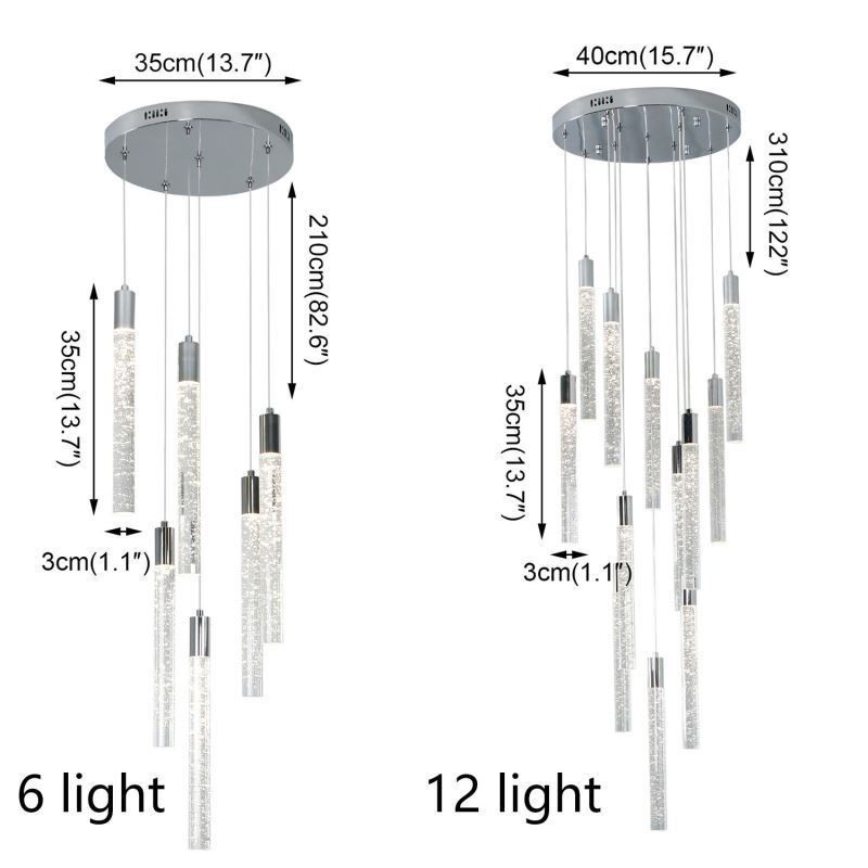 Lampada a sospensione LED in cristallo cromato a grappolo