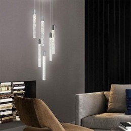 Lampada a sospensione LED in cristallo cromato a grappolo