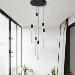 Lampada a sospensione LED a grappolo in cristallo nero