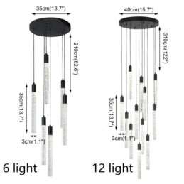 Lampada a sospensione LED a grappolo in cristallo nero