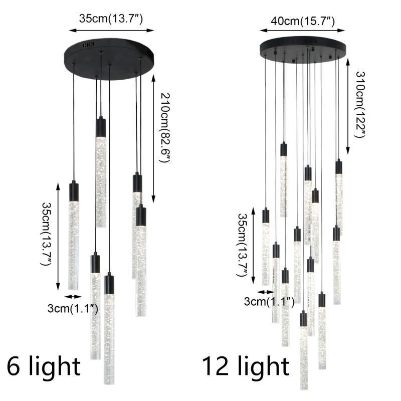Lampada a sospensione LED a grappolo in cristallo nero
