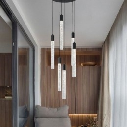 Lampada a sospensione LED a grappolo in cristallo nero