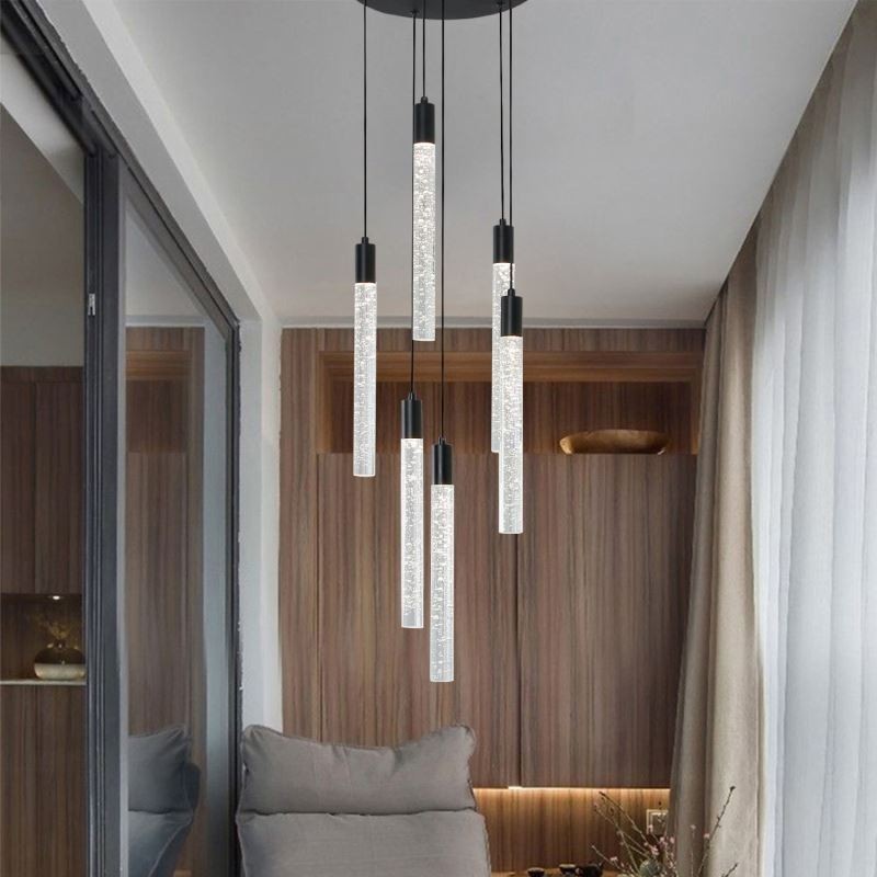 Lampada a sospensione LED a grappolo in cristallo nero