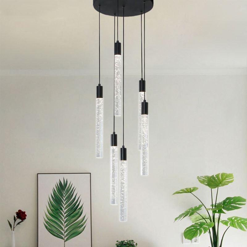 Lampada a sospensione LED a grappolo in cristallo nero