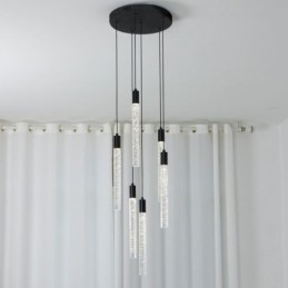 Lampada a sospensione LED a grappolo in cristallo nero