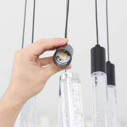 Lampada a sospensione LED a grappolo in cristallo nero