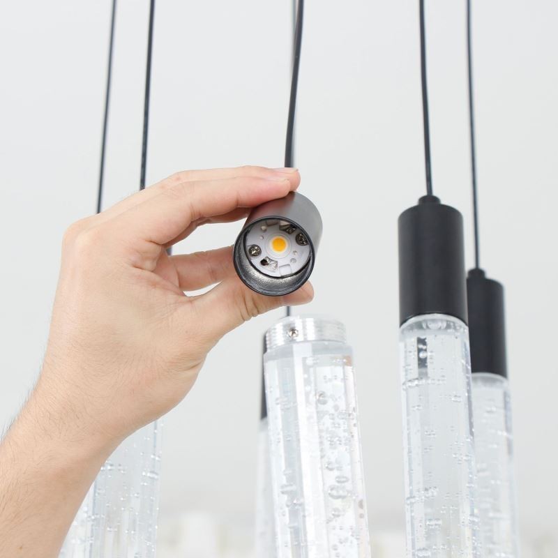 Lampada a sospensione LED a grappolo in cristallo nero