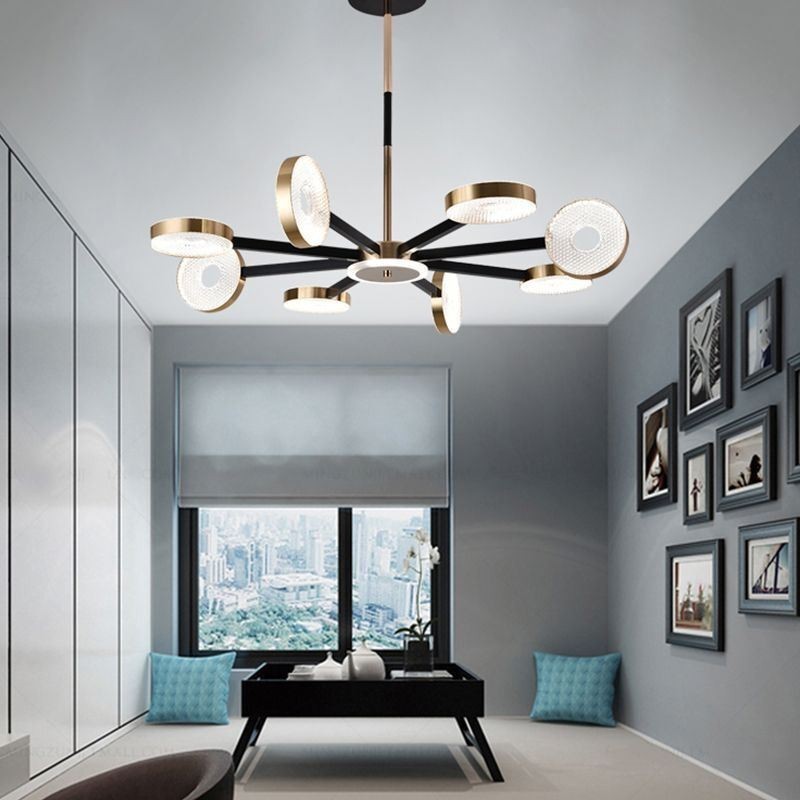 Lampada a sospensione LED minimalista a 9 luci, circolare, 80 x 65 cm