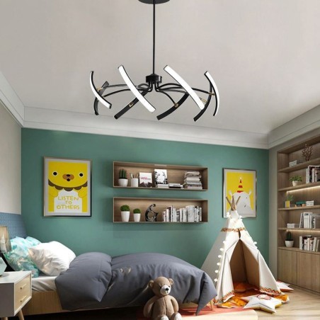 Lampada a sospensione LED minimalista trasformabile 8 luci 64 W 100×100×15 cm