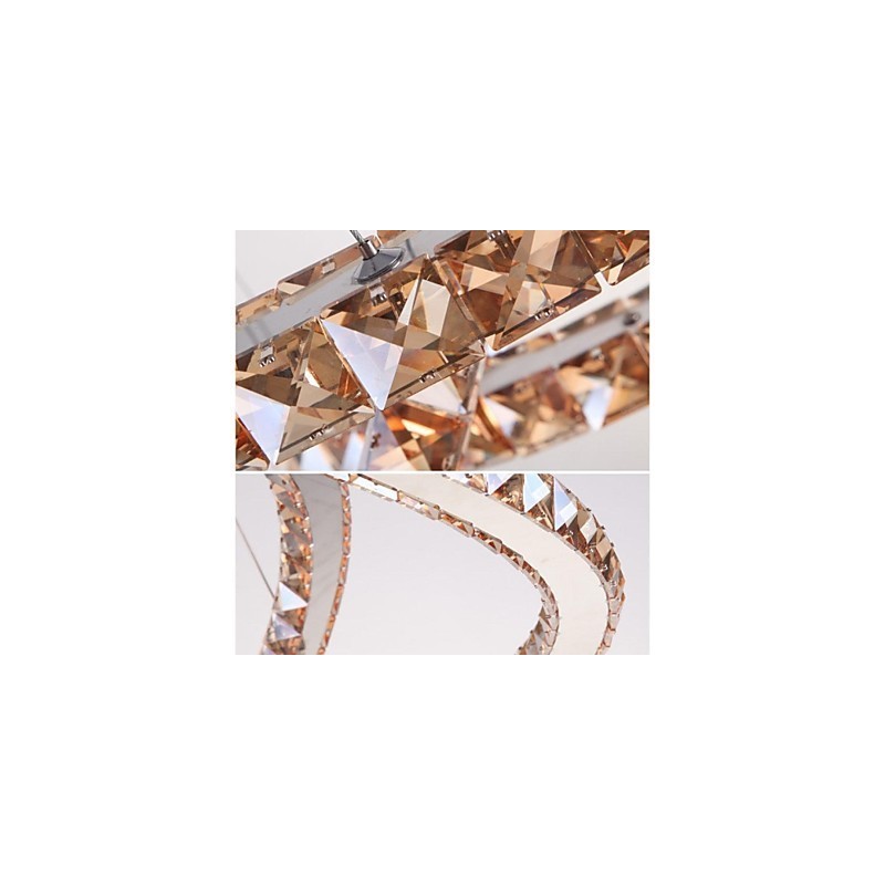 Lampada a sospensione moderna in cristallo K9 ambra, anello rotondo 30 cm