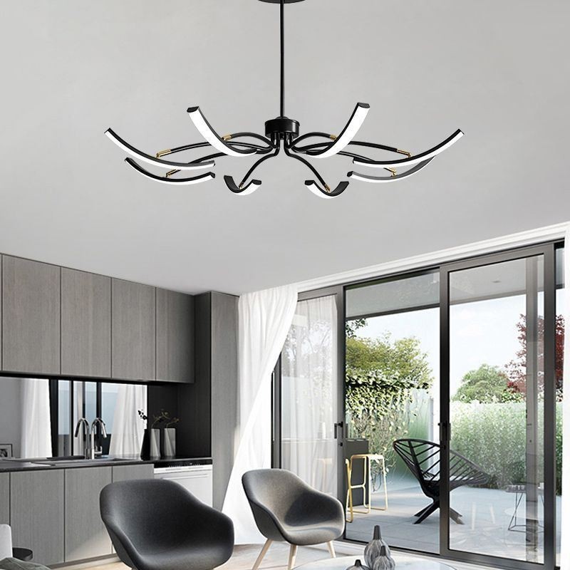 Lampada a sospensione LED minimalista trasformabile 8 luci 64 W 100×100×15 cm