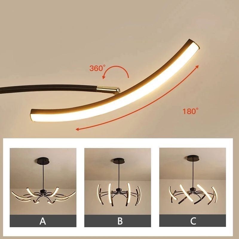 Lampada a sospensione LED minimalista trasformabile 8 luci 64 W 100×100×15 cm