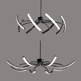 Lampada a sospensione LED minimalista trasformabile 8 luci 64 W 100×100×15 cm