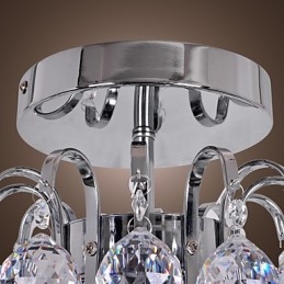 Lampadario a filo moderno in cristallo trasparente e metallo argento