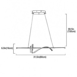 Lampada a sospensione LED minimalista corta avvolgente 2 luci 24 W 80×16×16 cm