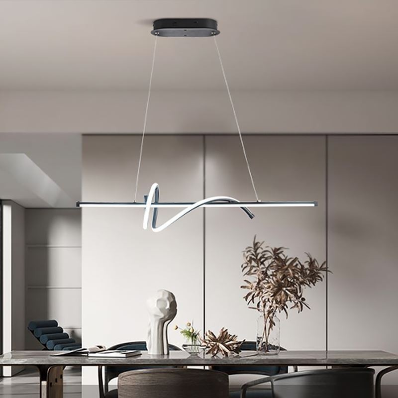 Lampada a sospensione LED minimalista corta avvolgente 2 luci 24 W 80×16×16 cm