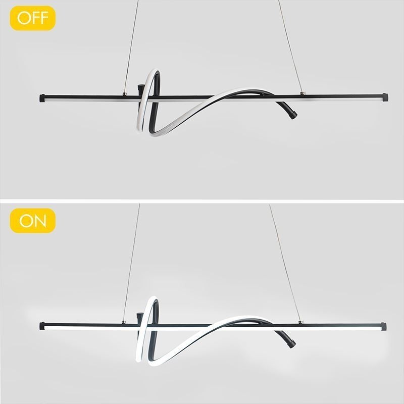 Lampada a sospensione LED minimalista corta avvolgente 2 luci 24 W 80×16×16 cm