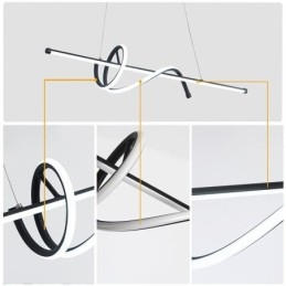 Lampada a sospensione LED minimalista corta avvolgente 2 luci 24 W 80×16×16 cm