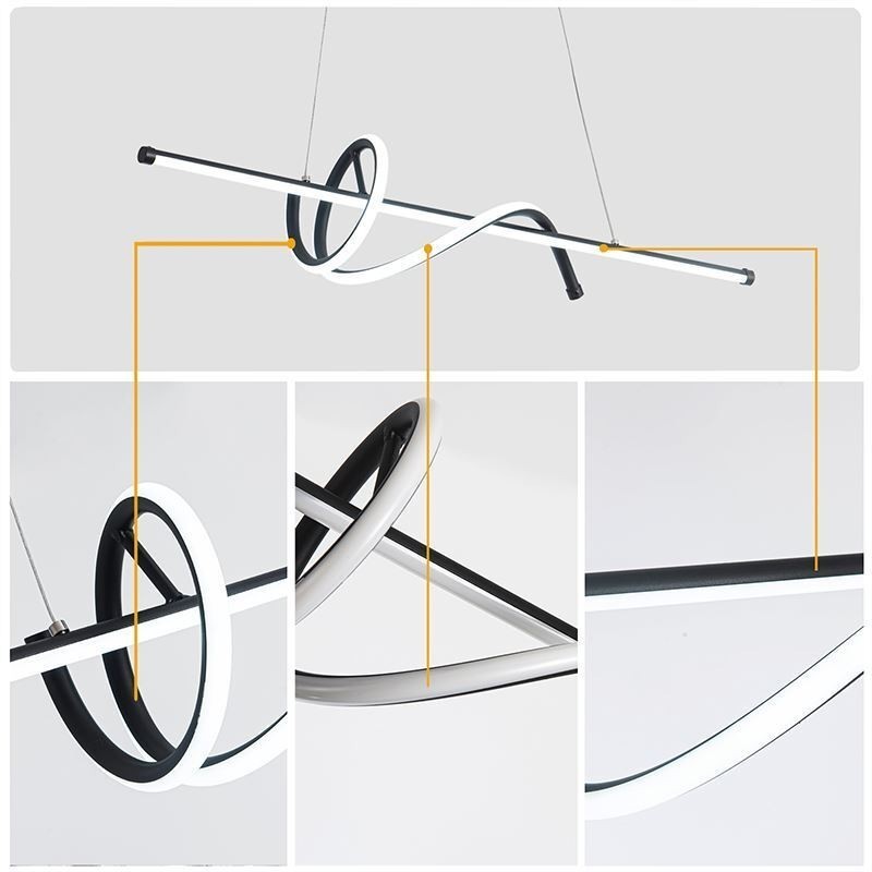Lampada a sospensione LED minimalista corta avvolgente 2 luci 24 W 80×16×16 cm