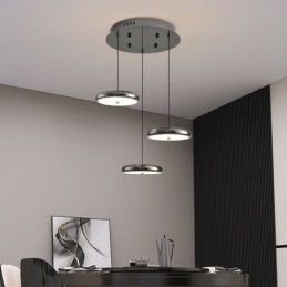 Lampada a sospensione rotonda a 3 teste, 50 W, luce tricromatica, cavo regolabile 150 cm
