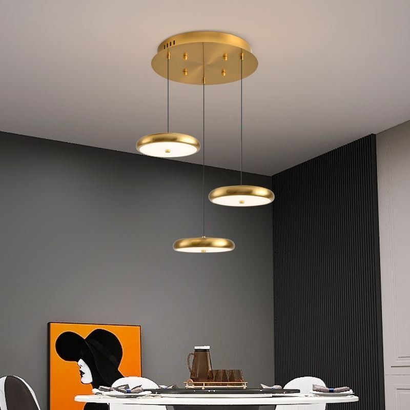 Lampada a sospensione rotonda a 3 teste, 50 W, luce tricromatica, cavo regolabile 150 cm