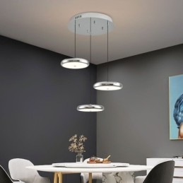 Lampada a sospensione rotonda a 3 teste, 50 W, luce tricromatica, cavo regolabile 150 cm