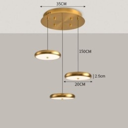 Lampada a sospensione rotonda a 3 teste, 50 W, luce tricromatica, cavo regolabile 150 cm