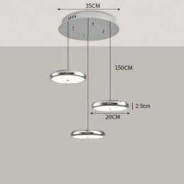 Lampada a sospensione rotonda a 3 teste, 50 W, luce tricromatica, cavo regolabile 150 cm