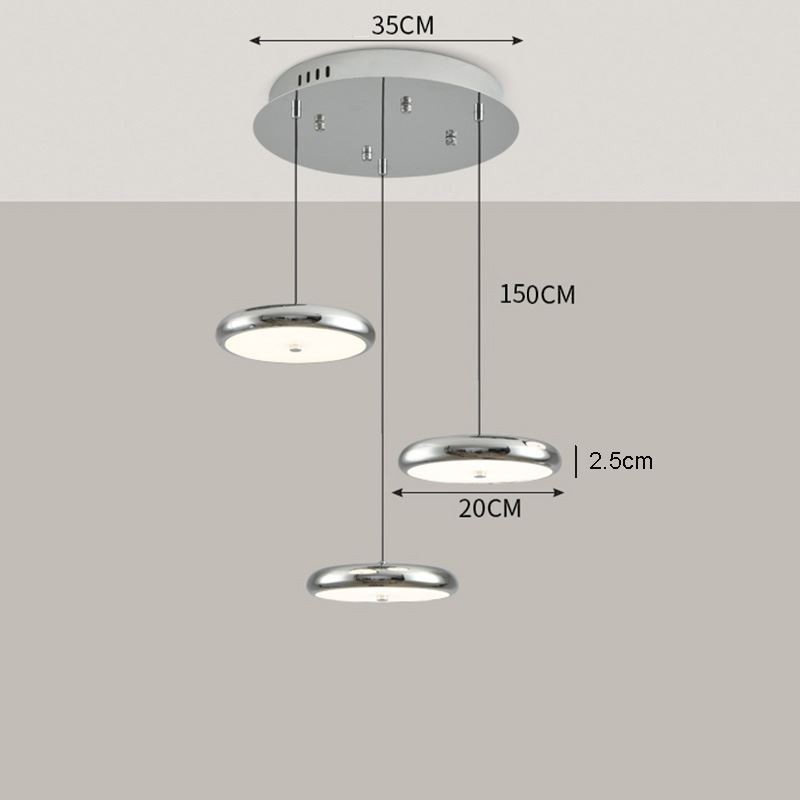 Lampada a sospensione rotonda a 3 teste, 50 W, luce tricromatica, cavo regolabile 150 cm
