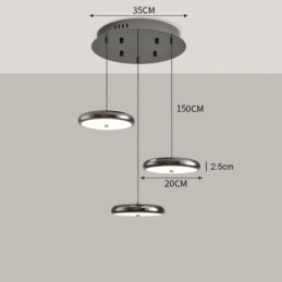 Lampada a sospensione rotonda a 3 teste, 50 W, luce tricromatica, cavo regolabile 150 cm