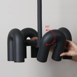 Lampada a sospensione rotonda in ferro battuto a forma di U, paralume orientabile 90°