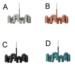 Lampada a sospensione rotonda in ferro battuto a forma di U, paralume orientabile 90°