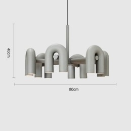 Lampada a sospensione rotonda in ferro battuto a forma di U, paralume orientabile 90°