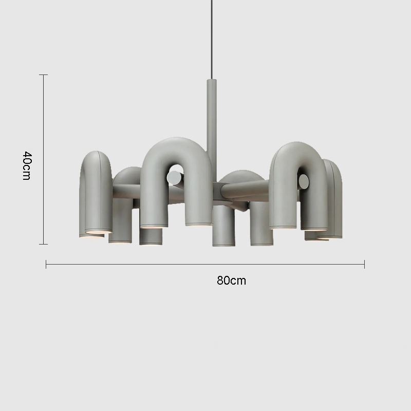 Lampada a sospensione rotonda in ferro battuto a forma di U, paralume orientabile 90°