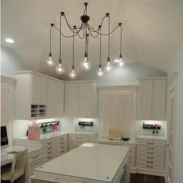Lampadario a sospensione vintage country a bulbo, 2 livelli, nero e trasparente