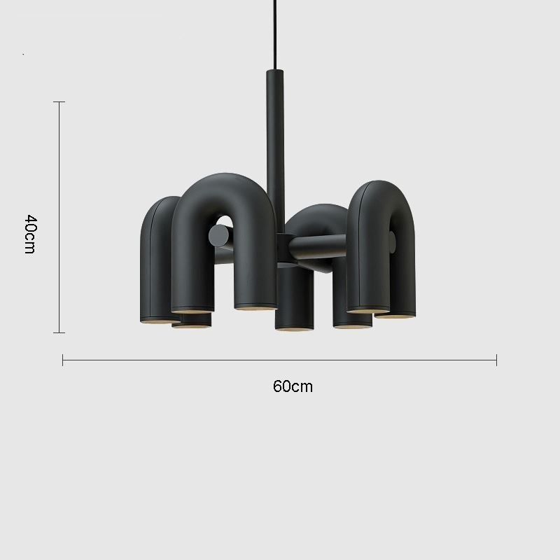 Lampada a sospensione rotonda in ferro battuto a forma di U, paralume orientabile 90°