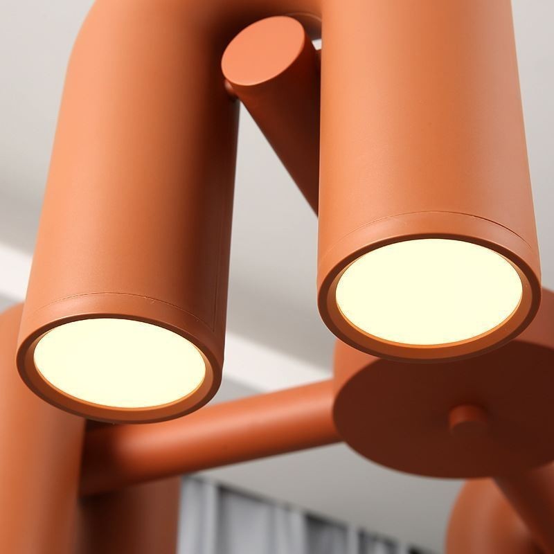 Lampada a sospensione rotonda in ferro battuto a forma di U, paralume orientabile 90°