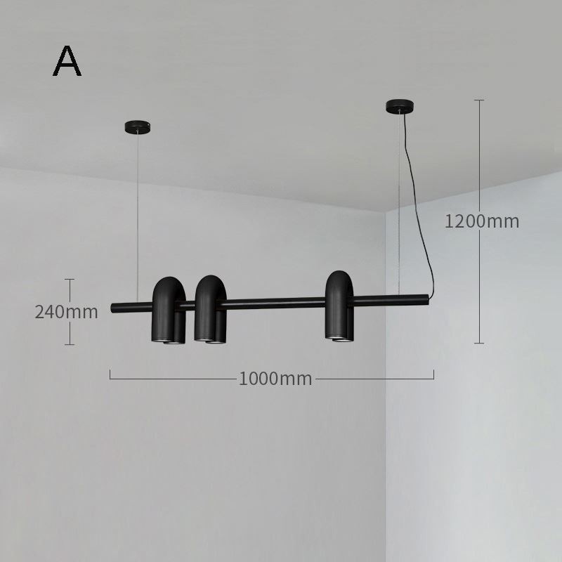 Lampada a sospensione in ferro battuto a forma di U con paralume girevole 90°