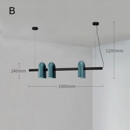 Lampada a sospensione in ferro battuto a forma di U con paralume girevole 90°